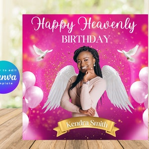 Happy Heavenly Birthday Memorial Flyer, Funeral Flyer