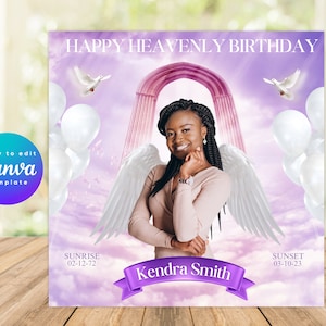 Happy Heavenly Birthday Memorial Flyer, Funeral Flyer