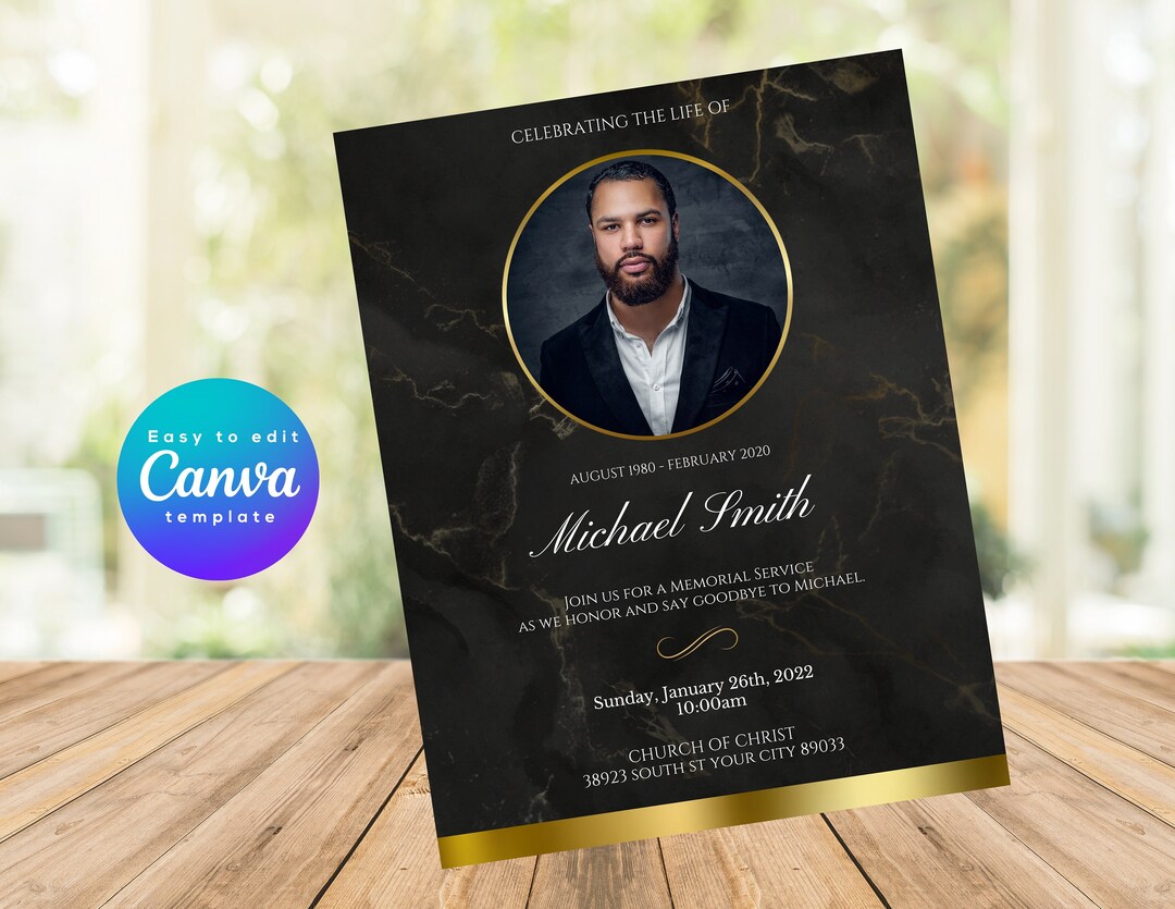 Funeral Flyer Announcement Template, Celebration of Life Funeral Invite