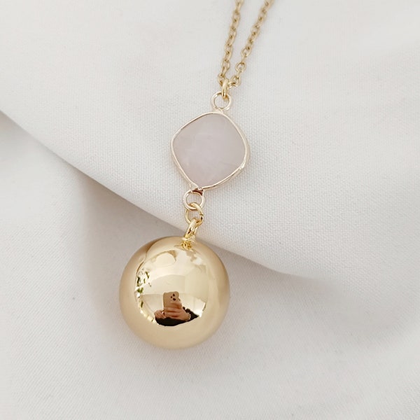 Bola de grossesse quartz rose collier femme enceinte pierre naturelle