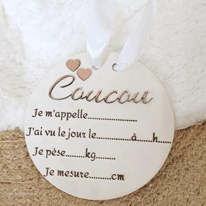 Carte naissance, bienvenue bébé, cœur rose gold a poser ou a accrocher