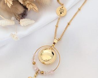 Collana per donne incinte con ciondolo a forma di tartaruga placcato oro, mini collana per donne incinte, pietra naturale