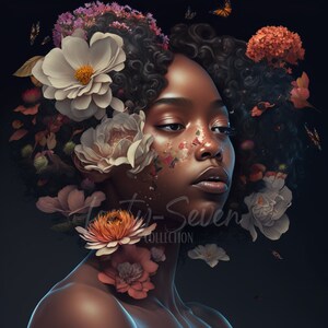 Floral Afro Diva Black Girl Magic Digital Download