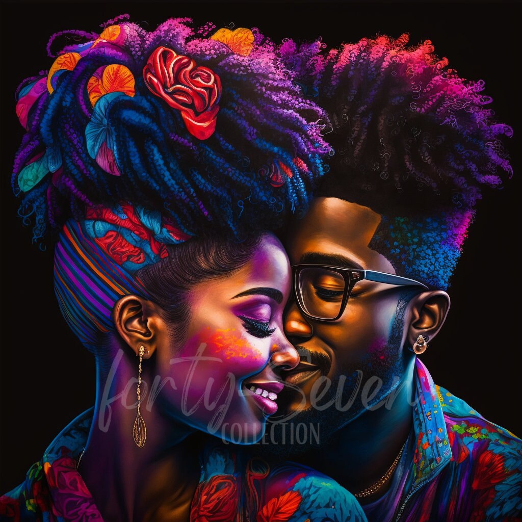 Black Love Colorful Digital Image Couple Etsy Black Love Colorful Digital Image Couple Etsy