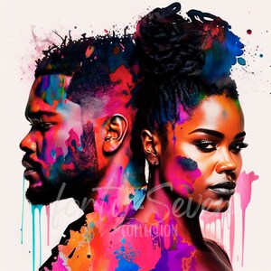 Black Love Colorful Digital Image Couple