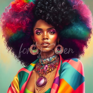 70s Fashion Diva Digital Image Black Girl Magic