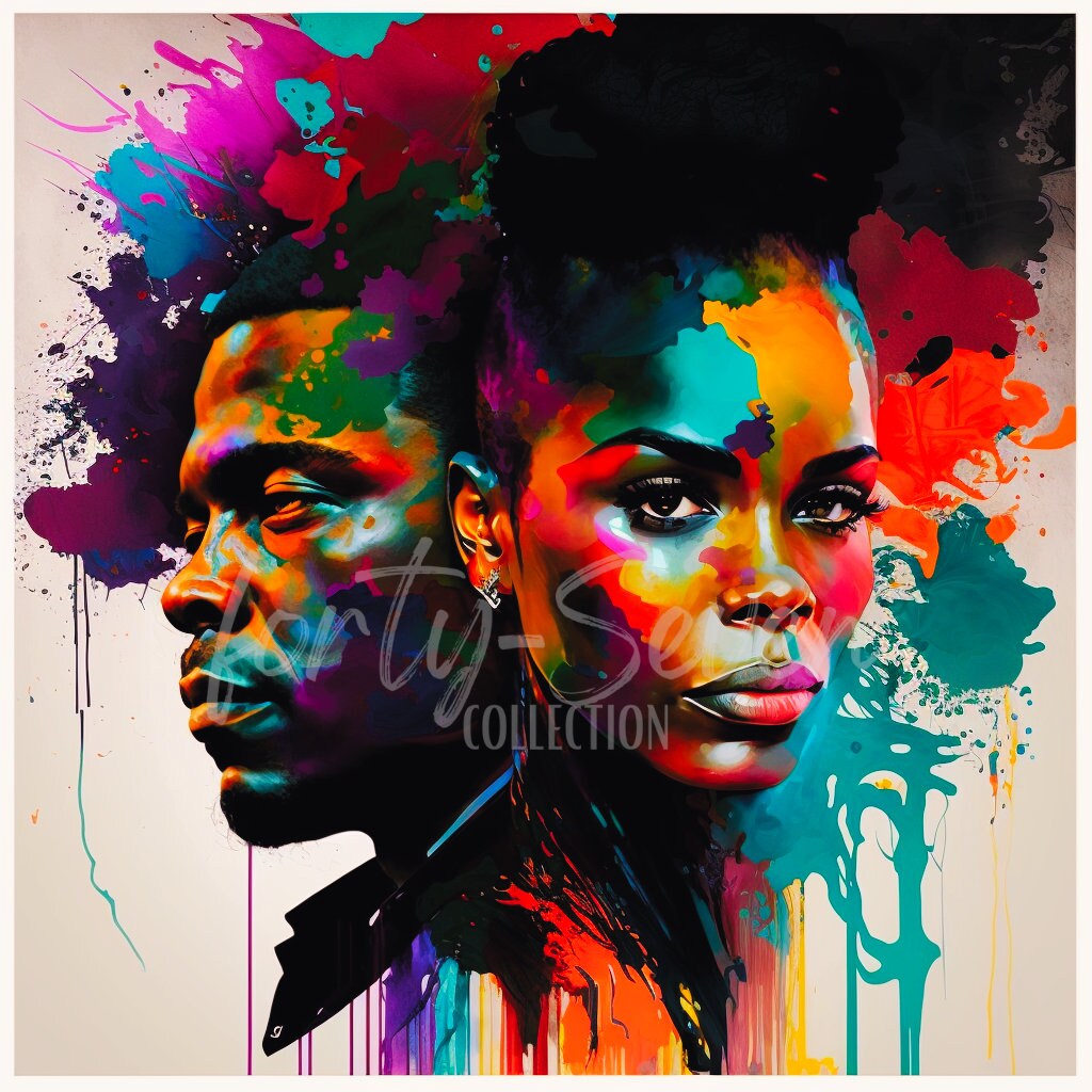 Black Love Colorful Digital Image Couple - Etsy