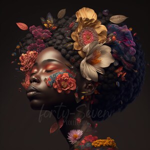 Floral Afro Diva Black Girl Magic Digital Download