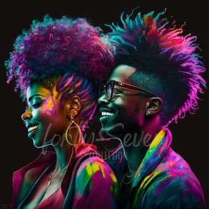 Black Love Colorful Digital Image Couple