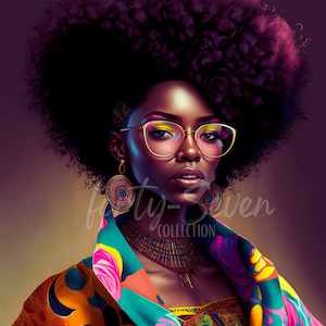 Colorful 90s Girl Fashionista Digital Image Black Girl Magic