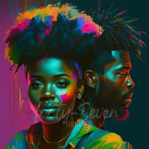 Black Love Colorful Digital Image Couple