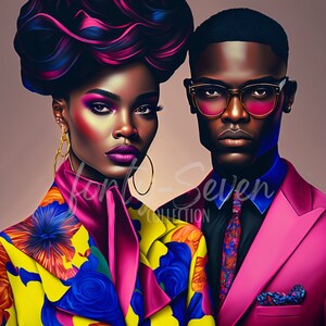 Black Love Colorful Digital Image Couple