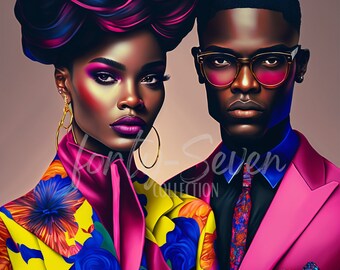 Black Love Colorful Digital Image Couple - Etsy