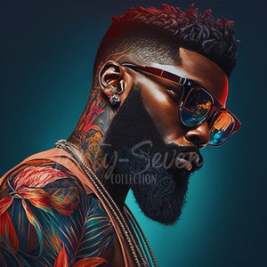 Handsome Black Dude withTattoos and Beard Digital Download