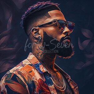 Handsome Black Dude withTattoos and Beard Digital Download