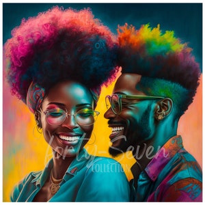Black Love Colorful Digital Image Couple