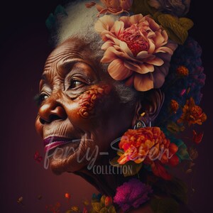Ageless Beauty Floral Afro Black Girl Magic Digital Download