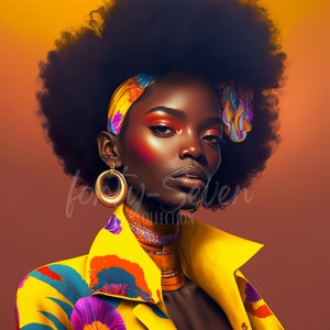 Colorful 80s Girl Digital Image Black Girl Magic