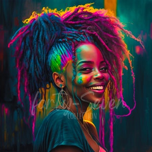 Locs Fashionista Colorful Digital Image Black Girl Magic