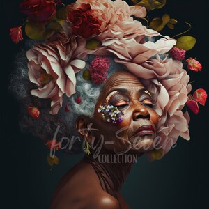 Ageless Beauty Floral Afro Black Girl Magic Digital Download