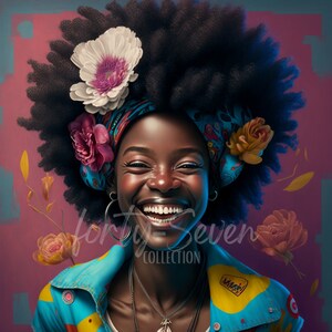 Afro Happiness Bunt Digital Download Bild Schwarz Mädchen Magie
