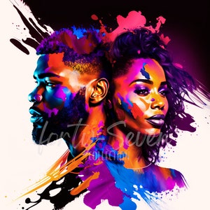 Black Love Colorful Digital Image Couple
