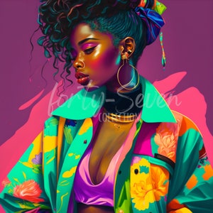 Colorful Fashionista Digital Image Black Girl Magic