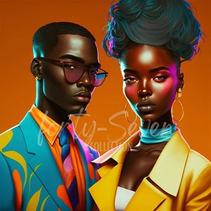 Black Love Colorful Digital Image Couple
