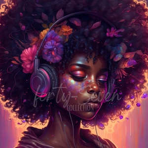 Casque Floral Image Numérique Black Girl Magic