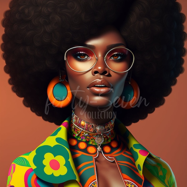 70s Fashion Diva Digital Image Black Girl Magic