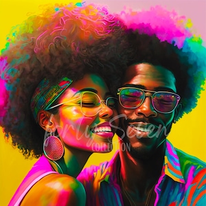 Black Love Colorful Digital Image Couple