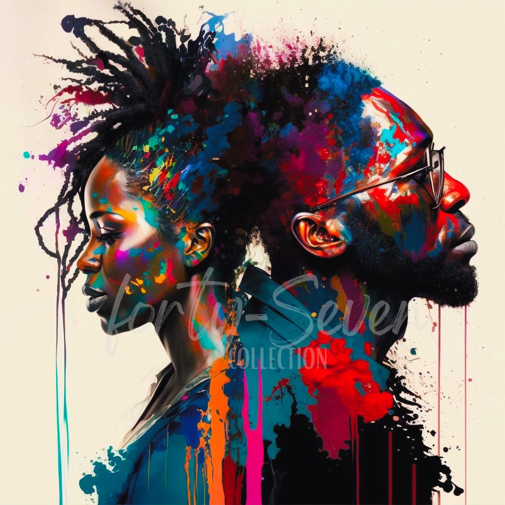 Black Love Colorful Digital Image Couple Etsy Black Love Colorful Digital Image Couple Etsy