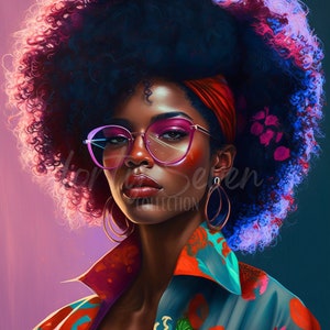 Colorful 80s Girl Digital Image Black Girl Magic