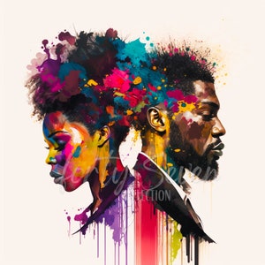 Black Love Colorful Digital Image Couple