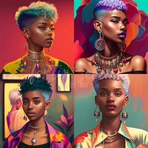 Black Girl Magic 90s Fashionistas Digital Download ~ 4 Separate Images