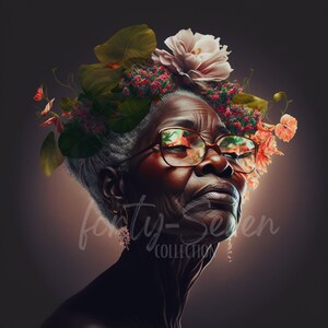 Ageless Beauty Floral Afro Black Girl Magic Digital Download