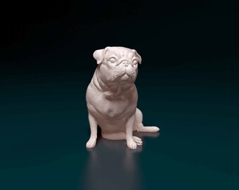 Pug Figurine Dog, Minimalist Dog Statue, Unique Gift, Memorial Dog Sculpture, Ready to Painting, Home Decor, Cake Top