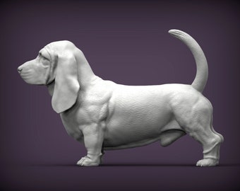 Basset Hound Figurine Dog, Minimalist Dog Statue, Unique Gift, Memorial Dog Sculpture, Ready to Painting, Home Decor, Cake Top