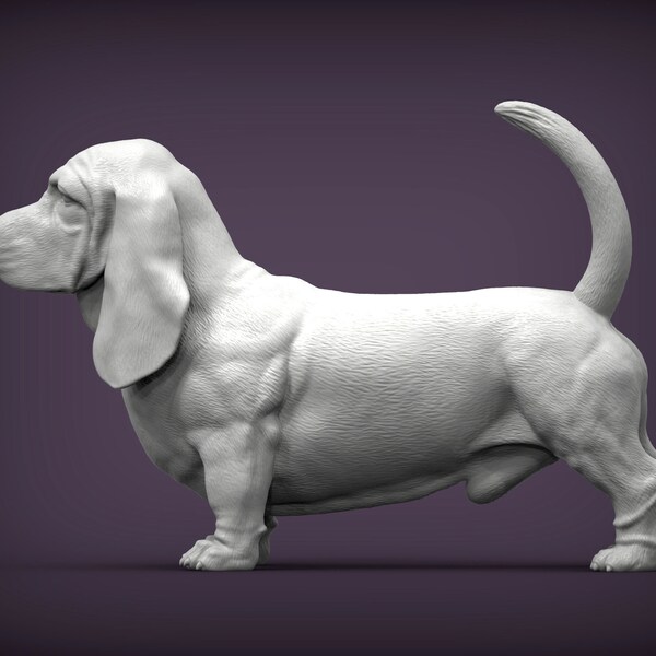 Figurine chien Basset Hound, statue de chien minimaliste, cadeau unique, sculpture commémorative de chien, prêt à peindre, décoration d'intérieur, dessus de gâteau