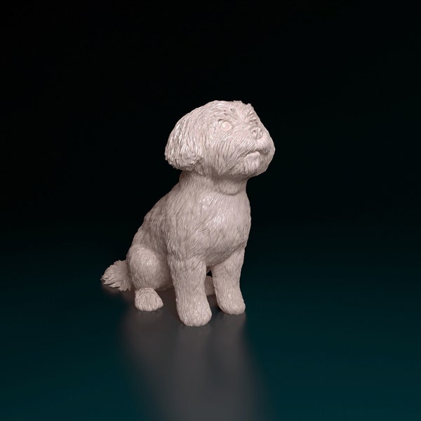 Figurine de chien maltais, Statue de chien minimaliste, Cadeau unique, Sculpture de chien commémorative, Prêt à peindre, Décoration d'intérieur, Dessus de gâteau