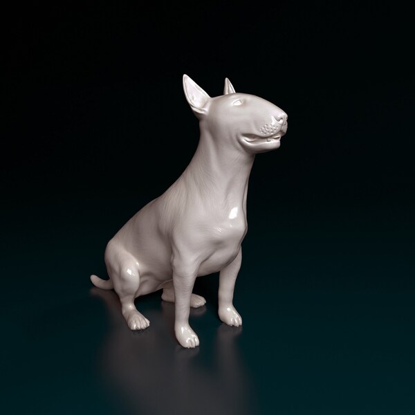 Figurine chien bull terrier, statue de chien minimaliste, cadeau unique, sculpture commémorative de chien, prêt à peindre, décoration d'intérieur, dessus de gâteau