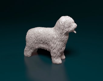 Figurine de chien briard, statue de chien minimaliste, cadeau unique, sculpture commémorative de chien, prêt à peindre, décoration d'intérieur, dessus de gâteau