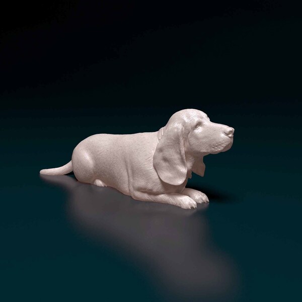 Figurine chien Basset Hound, statue de chien minimaliste, cadeau unique, sculpture commémorative de chien, prêt à peindre, décoration d'intérieur, dessus de gâteau