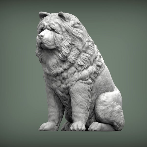 Chow Chow Figurine Dog, Minimalist Dog Statue, Unique Gift, Memorial Dog Sculpture, Ready to Painting, Home Decor, Cake Top