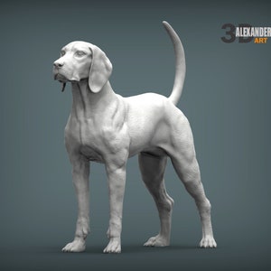 American English Coonhound Figurine Dog, Minimalist Dog Statue, Unique Gift, Memorial Dog Sculpture, Ready to Painting, Home Decor, Cake Top