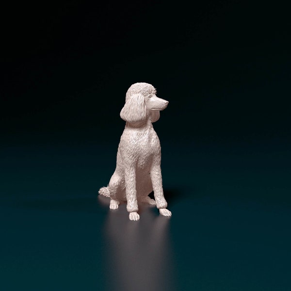 Poodle Figurine Dog, Minimalist Dog Statue, Unique Gift, Memorial Dog Sculpture, Ready to Painting, Home Decor, Cake Top