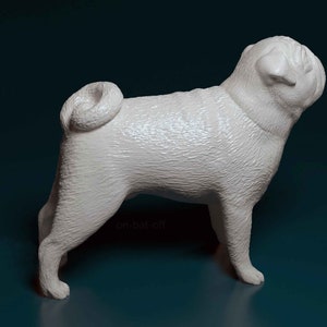 Pug Figurine Dog, Minimalist Dog Statue, Unique Gift, Memorial Dog Sculpture, Ready to Painting, Home Decor, Cake Top image 2