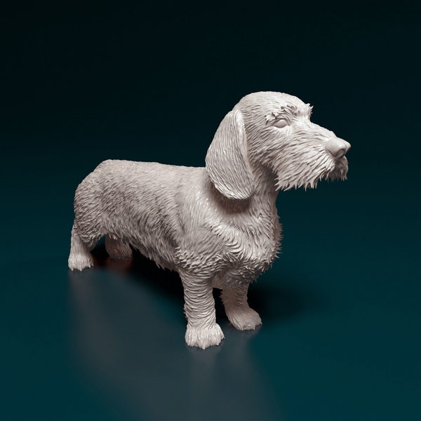 Figurine chien teckel à poil dur, statue de chien minimaliste, cadeau unique, sculpture commémorative de chien, prêt à peindre, décoration d'intérieur, dessus de gâteau