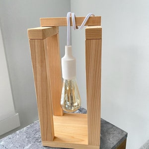 Wooden Lamp | Hanging Lightbulb Lamp | Decorative Lamp | Artistic Wooden Design | Cedar | Pine