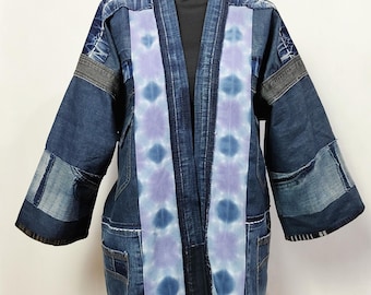 Denim Patchwork Kimono, Upcycled Patchwork Jacket